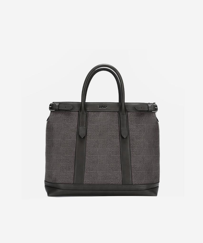 Bvp Glen Check Pattern Genuine Leather Men'S Briefcase T1105