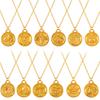 Fenny Fashion Embossed Stars 12 Constellations Round Brand Pendant Necklace 18K Gold Plated Stainless Steel Jewelry