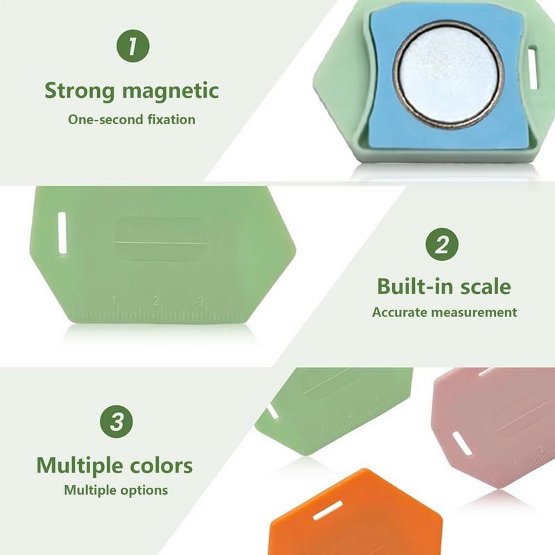 Magnetic Seam Guide 3 Pieces Polygonal Fabric Seam Guide With Scale Multi-Purpose Polygonal Quilting Tool With Scale Hemmer