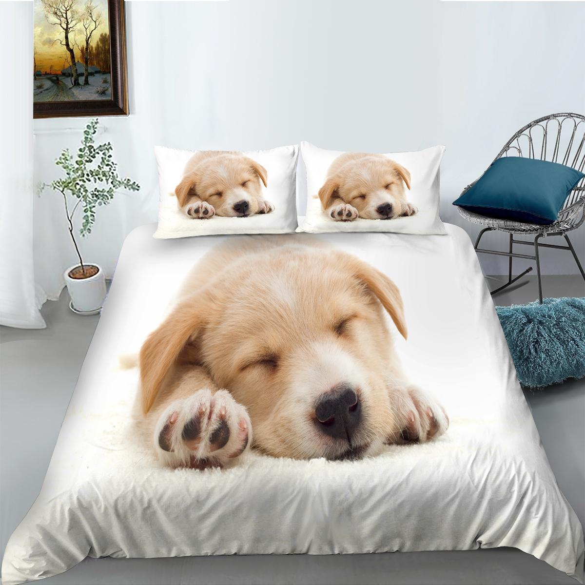 

3D комплект постельного белья на белом фоне с принтом кошки или собаки, пододеяльник, наволочка, 2 или 3 шт., AU240 * 270, крупногабаритное украшение для дома Baby 100x135cm