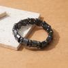 Double-Row Black Hematite & Tiger's Eye Bead Crescent Bracelet for Men