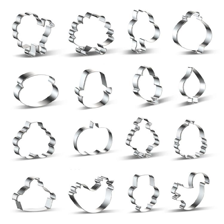 16pcs Stainless Steels Biscuit Molds Dessert Cutters Thanksgiving Cookie Cutters Fondant Cake Molds Kitchen Tool 1