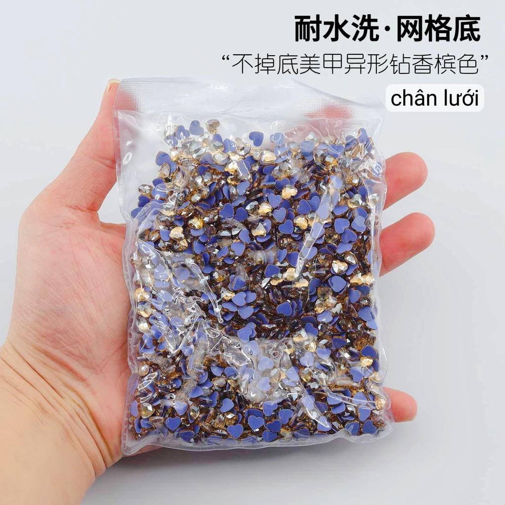 Mesh Bottom Nail Art Diamond, Champagne Special-Shaped Diamond, Small Size, No Bottom Nail Drill, Washable Flat Bottom Special-Shaped Whole Batch