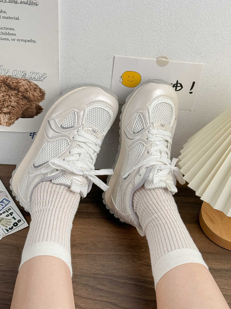

Fashion versatile white lightweight platform sports women s shoes heightening casual retro shoes 40
