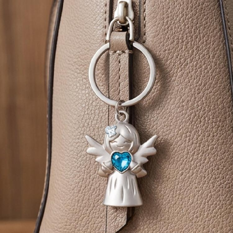 Alloy Angel Keychain Decorative Charm For Keys Or Bags Featuring Heart Symbol Luck Ideal Present
