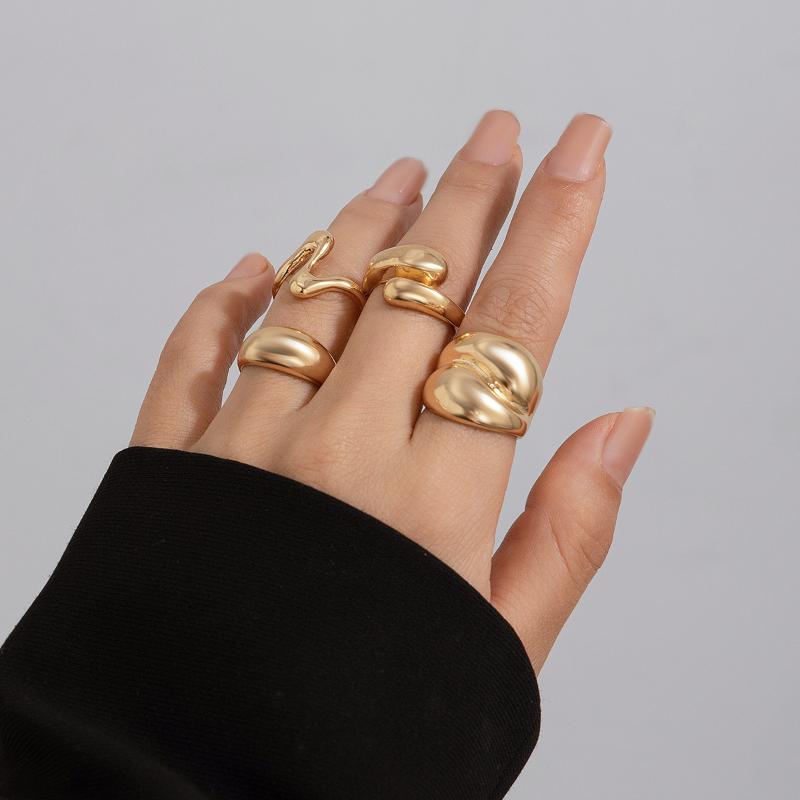 3/4Pcs Dating Rings Open Rings Adjustable Finger Rings Geometric Open Rings Finger Jewelry Suitable For Party Daily