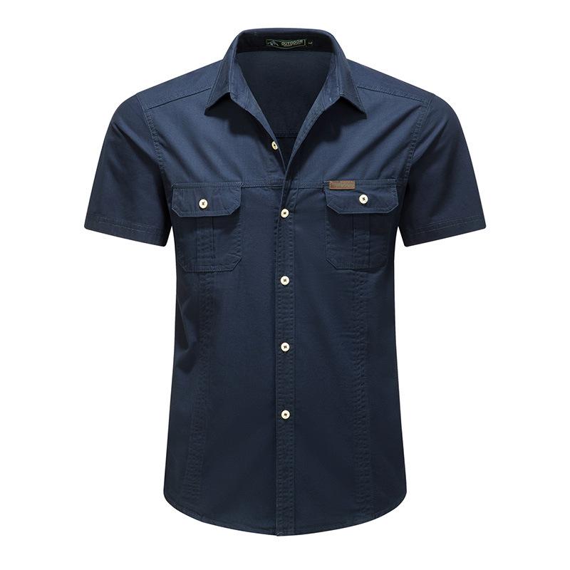 Spring and Autumn Tooling New Shirt Men's Overalls Cotton Casual Loose Inch Shirt Outdoor Men's Washed Shirt Tide