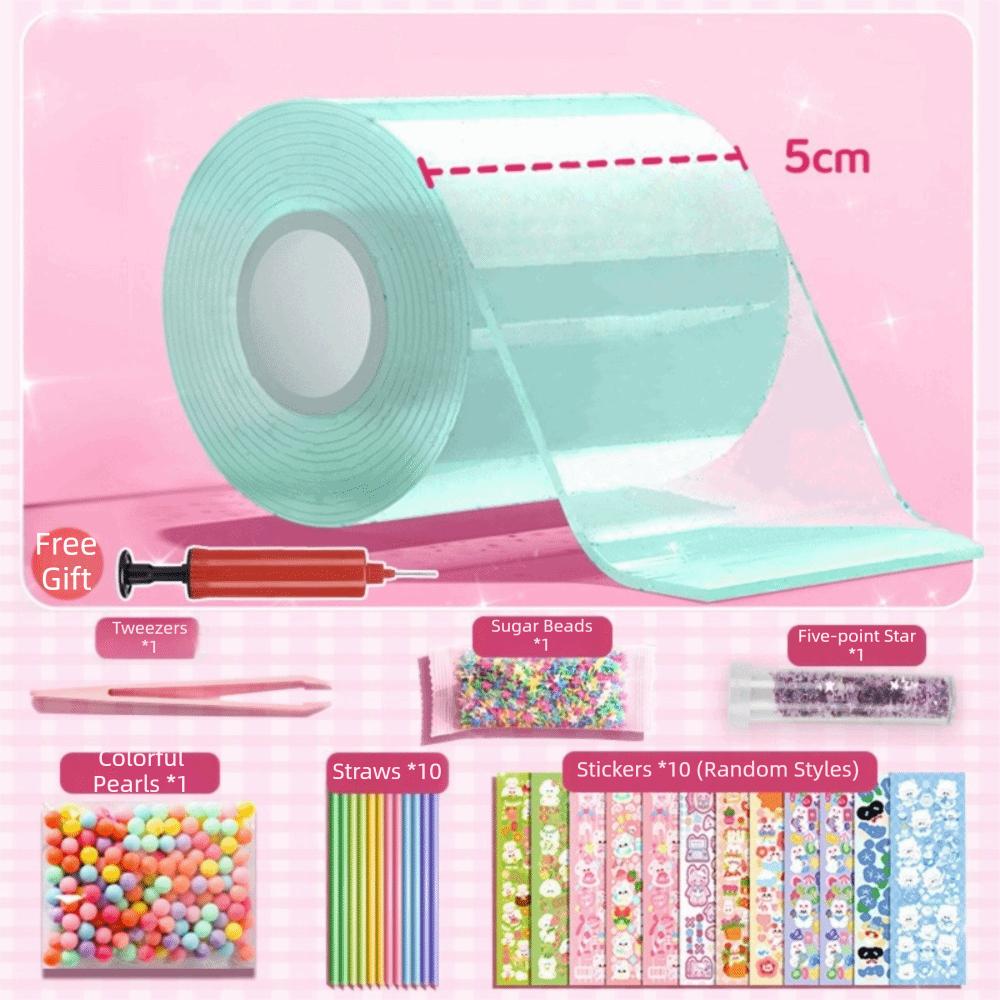 Transparent Blowing Bubble Full Set Reusable Nano Tape Crafts Nano Tape Toys School Supplies