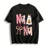 Halloween Nana Themed Top Pink Ghost Pumpkin Print Casual Tee Pure Cotton T-shirt