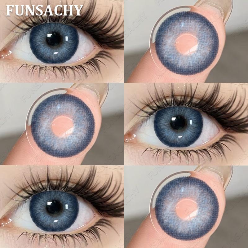FUNSACHY 1 Pair Natural Brown Contact Lenses for Eyes Beautiful Pupils for Makeup Cosmetics Brown Color Lenses Gray Softlens