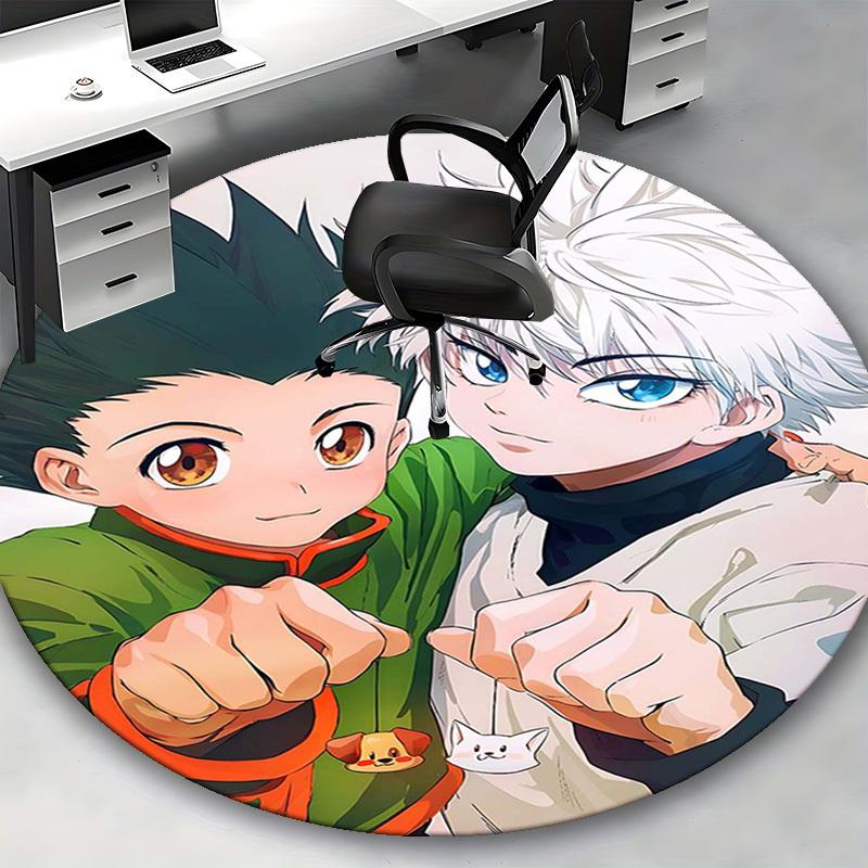 Tapis de bureau rond antidérapant à motif anime (1 pièce), idéal pour la décoration intérieure.