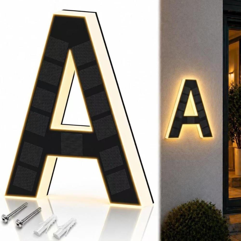 IP44 Waterproof Solar House Numbers 6.7 Inch Size Lighted House Numbers Outdoor Use