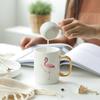 350ml Flamingo Becher Keramik Milch Becher mit goldenen Griff Porzellan Wasser Becher Frühstück Saft Becher Trinkgeschirr