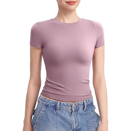 European & American Style Women's Milk Silk Round Neck T-Shirt - Short Sleeve Pullover
