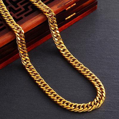 Vergoldete Halskette für Männer, gedrehte, glänzende Doppelknopf-Halskette für Männer, Hochzeitsfeier, Schmuck, Geschenk, verblasst nicht