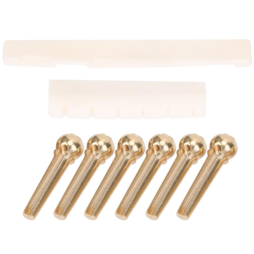 String Stud Kit Ox Bone Guitar Nut and Saddle Strings Tension Adjustment Tool Accessories(Copper String Stud Ox Bone