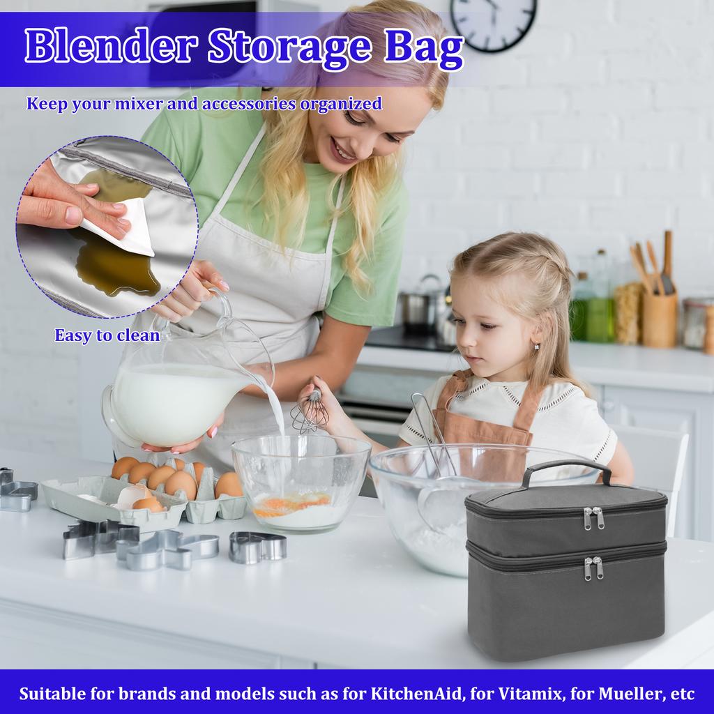 Hand Mixer Storage Bag Blender Stick Handheld Carrying Case with Handle Kitchen Hand Mixer Accessories