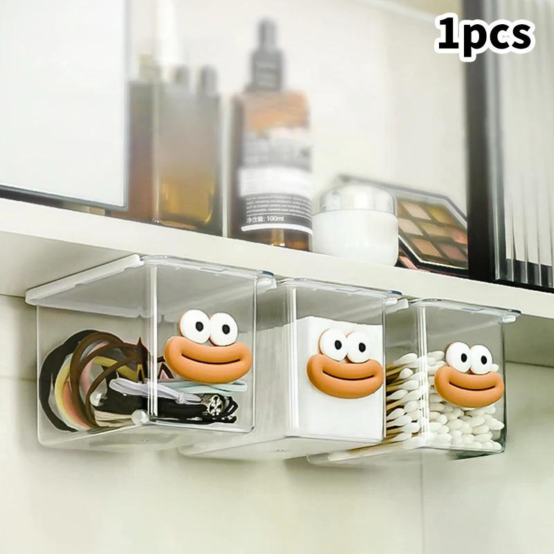 Transparente Badezimmer-Wattestäbchen-Make-up-Aufbewahrungsbox Ausziehbare Schublade unter dem Spiegel Schrankorganizer