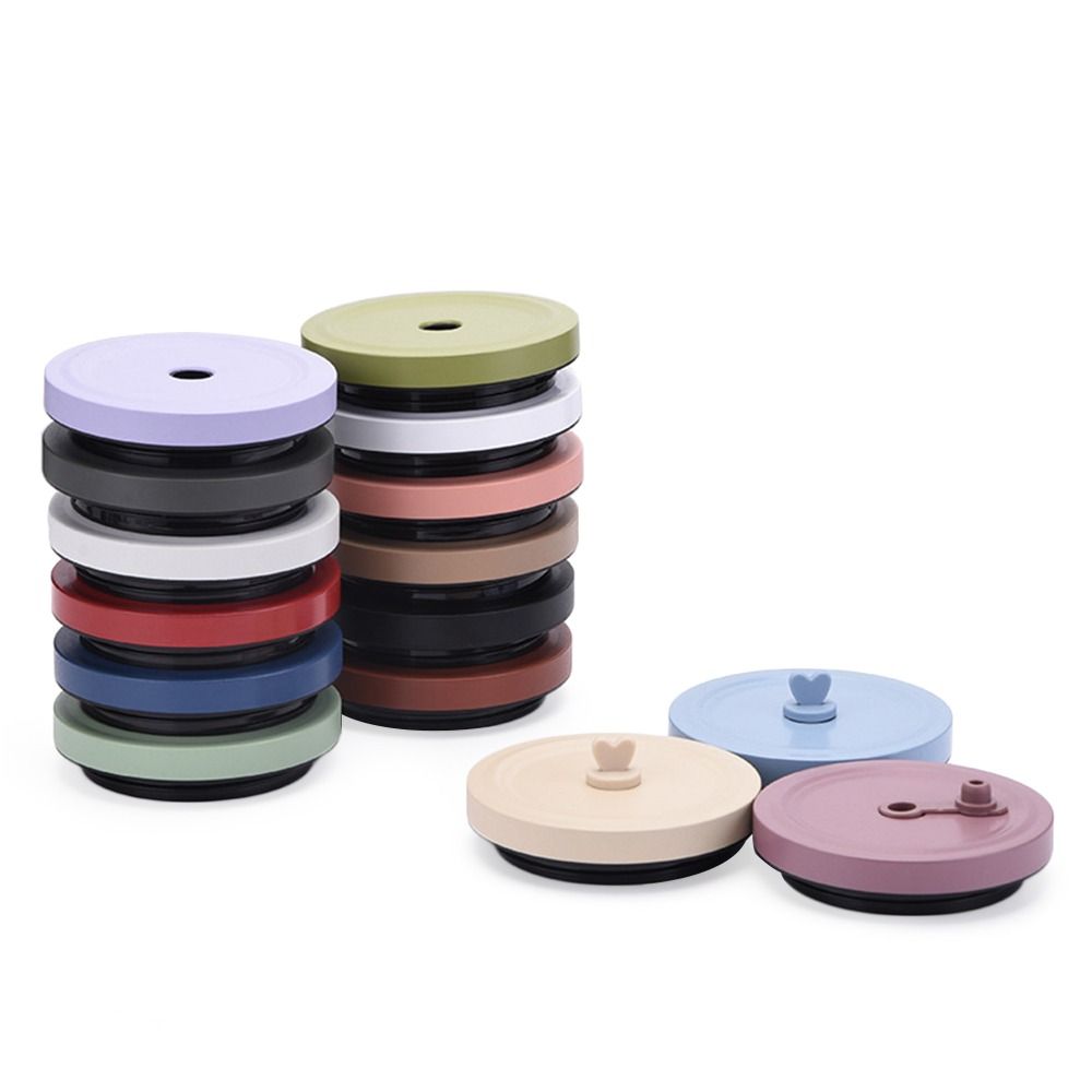 Stainless Steel Milk Tea Cup Lid With Straw Hole Bottle Cover Portable Straw Cup Accessories
