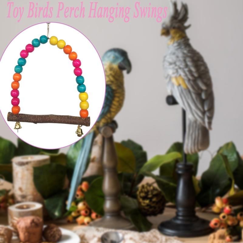 Buy 1PC Toy Birds Perch Hanging Swings Cage With Colorful Beads Bells