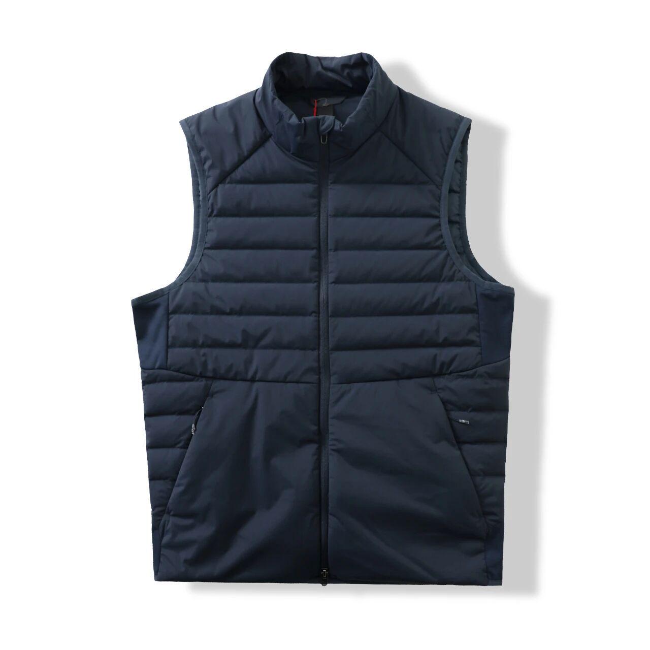 Men s Windproof Waterproof Vest: Autumn/Winter Down Patchwork Design with Stand Collar. L