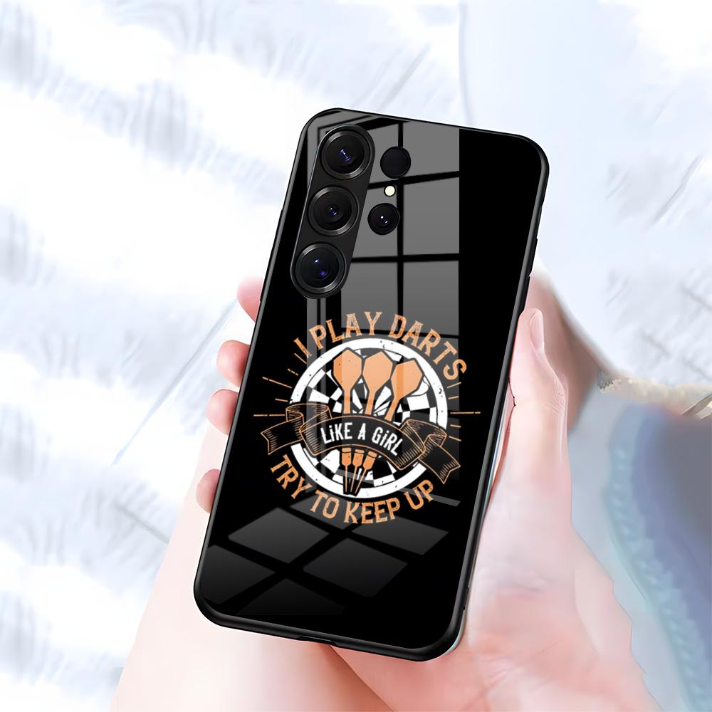 Playroom Dart Printed Phone Case For Samsung S26 S25 S24 FE S23 S22 S21 Plus S20 Ultra Note20Ultra Black Glass Cover