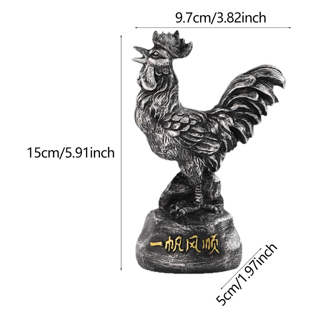 Lucky Rooster Figurine Tabletop Decoration 9.7×5×15cm Wear Resistant for Lucky Blessing Lightweight Versatile Resin