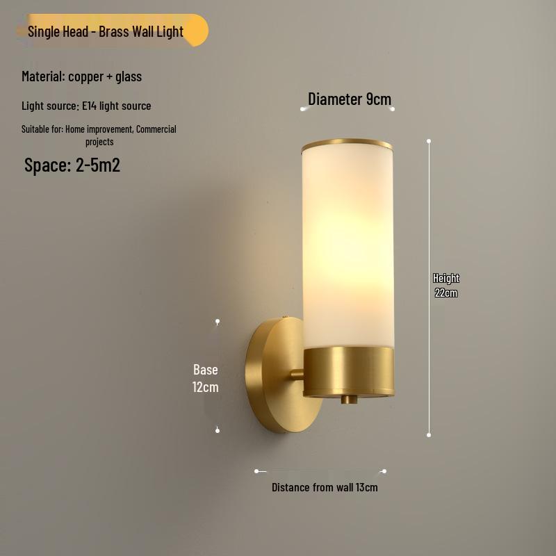 Nordic Luxury All-Copper Wall Lamp for Hotel, Clubhouse, Study, Showroom, and Bedroom.