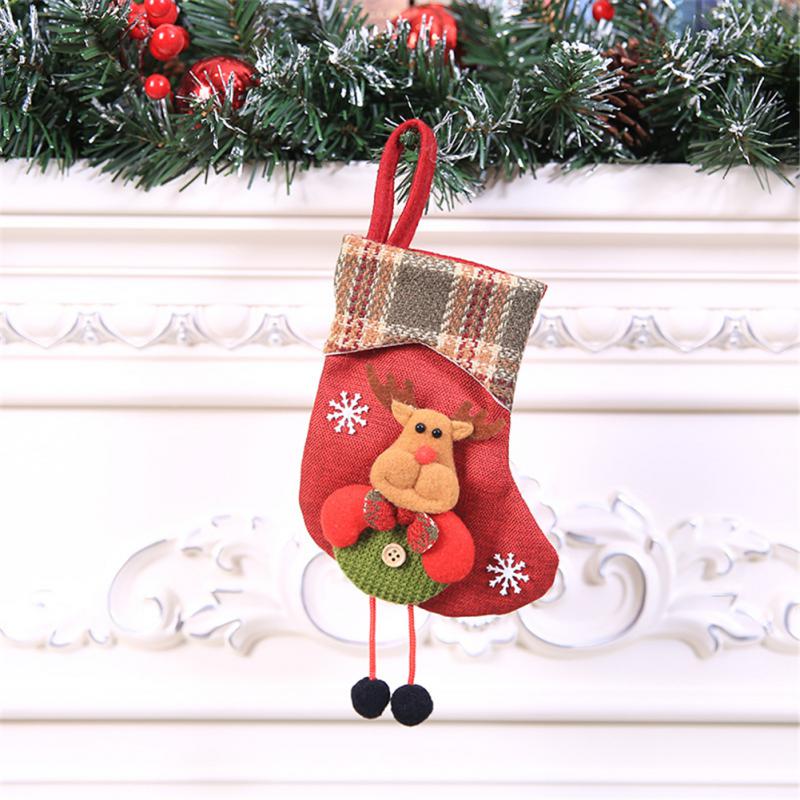 

Christmas Stocking Socks Gift Candy Bag Snowman Santa Elk Pattern Xmas Tree Hanging Ornament Party Home Fireplace Decoration
