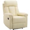 Reclining Relax Armchair Upholstered In PU Living Room Armchair with Retractable Footrest High Backrest Armrests for Bedroom 80x97x107 Cm White