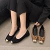Women Low Heels One Kick Leopard Print Metal Decorative Toe Wear-resistant Rubber Sole Comfortable and Breathable Zapatos Mujer