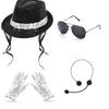 Michael Jackson Cosplay Accessories Set 80s Retro Disco Party Performance Kit With Sequin Hat Gloves Sunglasses Halloween Suit
