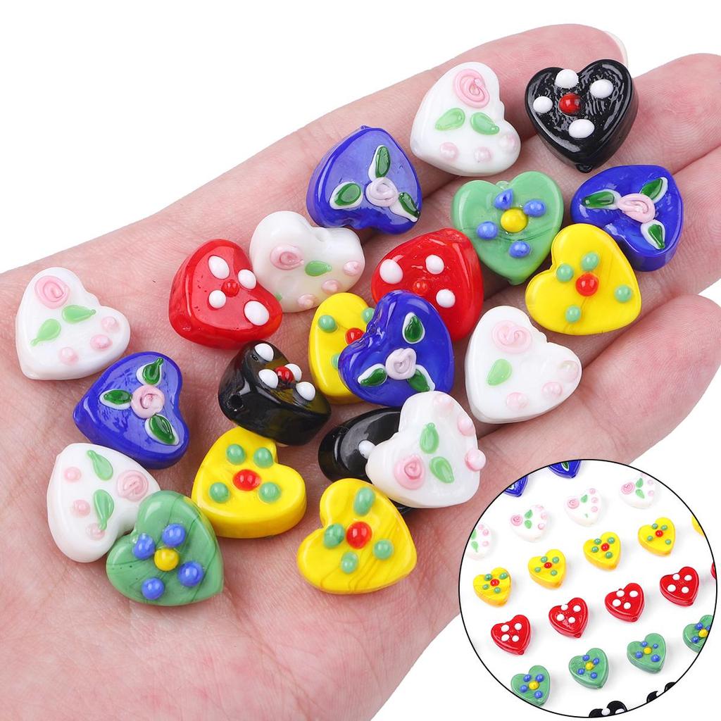 Hand Fired Love with Colored Glass Beads for DIY Jewelry Craft 1 Pc