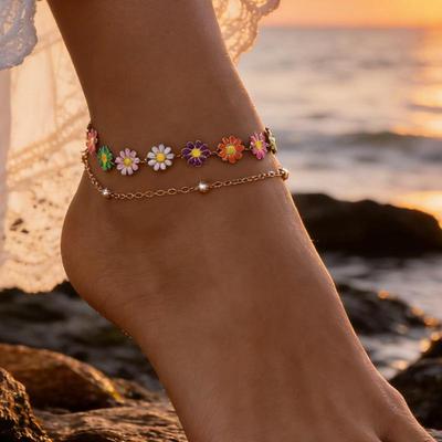 Hot-Selling Daisy Flower Anklet - Women's Summer Beach Jewelry
