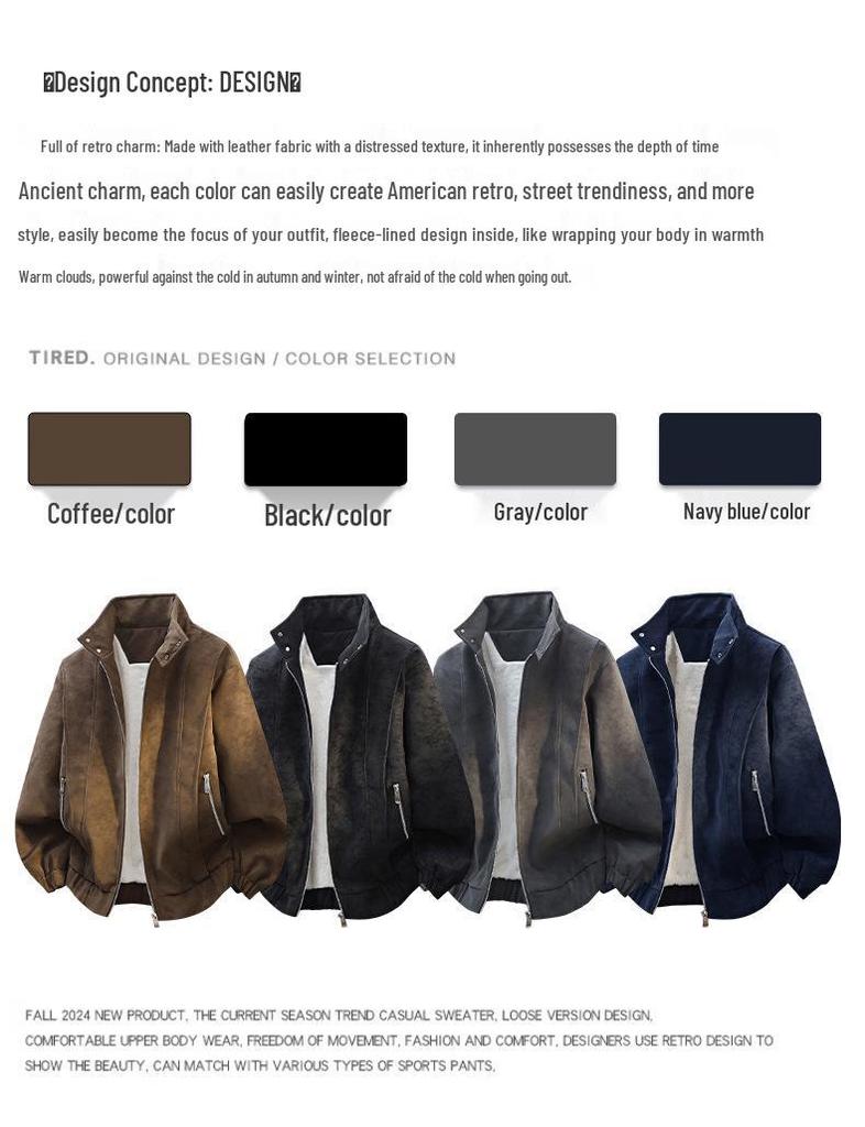 Men's Winter Thickened Leather Pilot Jacket - Di Yu Shen Long Plush Motorcycle Top