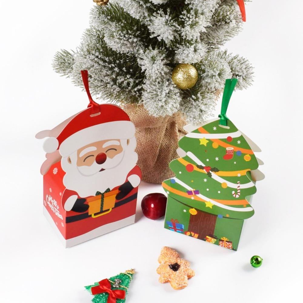

5PCS Kraft Paper Candy Gift Box Santa Claus Christmas Eve Apple Box Christmas Gift Christmas Tree