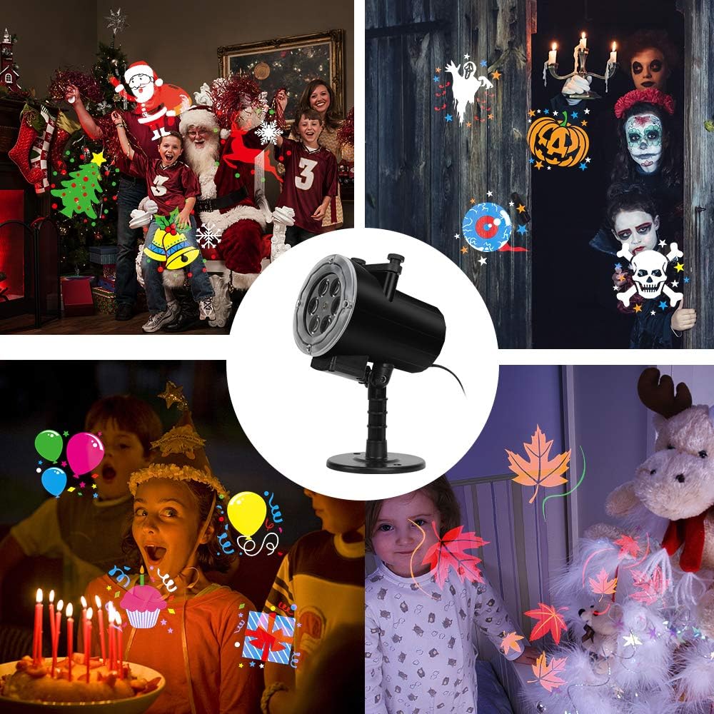 Halloween Christmas Projector Lights, Led Holiday Projector Light with 16pc Slides Patterns IP65 Waterproof Outdoor Indoor for Xmas Birthday Party
