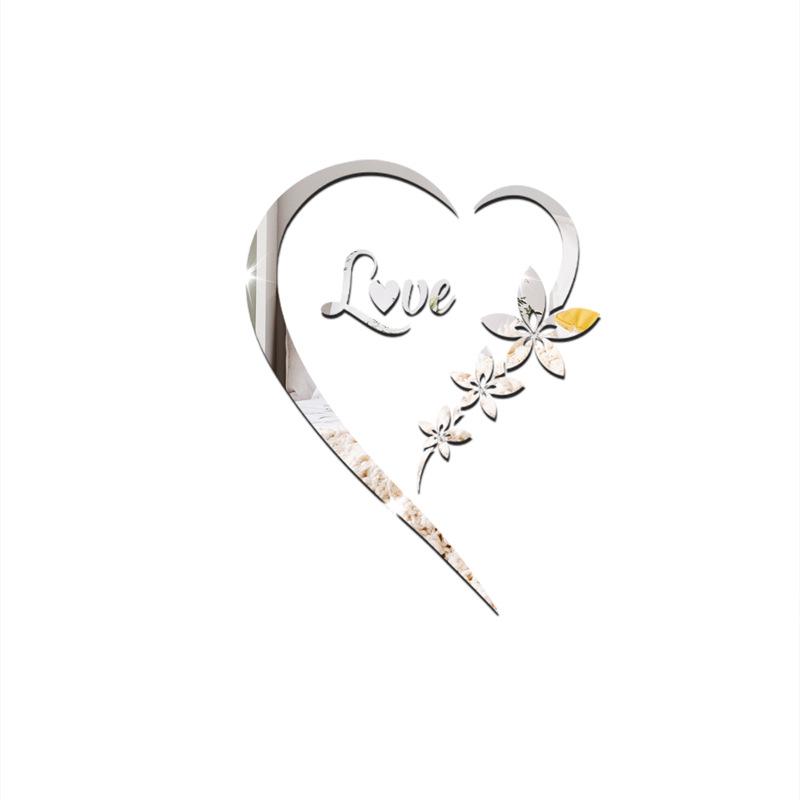Love Heart Acrylic Mirror Wall Sticker: 3D Self-Adhesive Decoration for Bedroom and Living Room