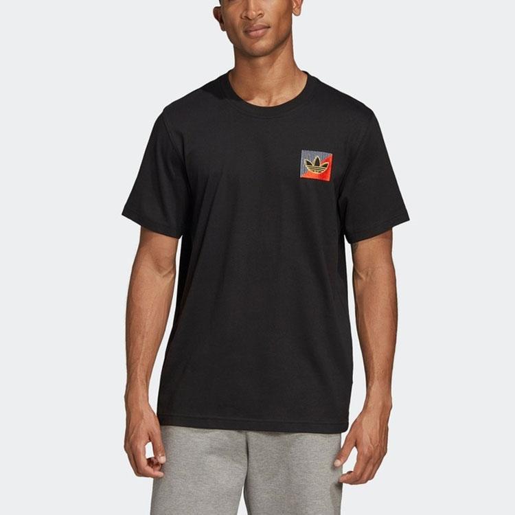 Adidas Originals Trefoil Diagram Embroidered Short Sleeve T-Shirt Men Tops Black FM3400