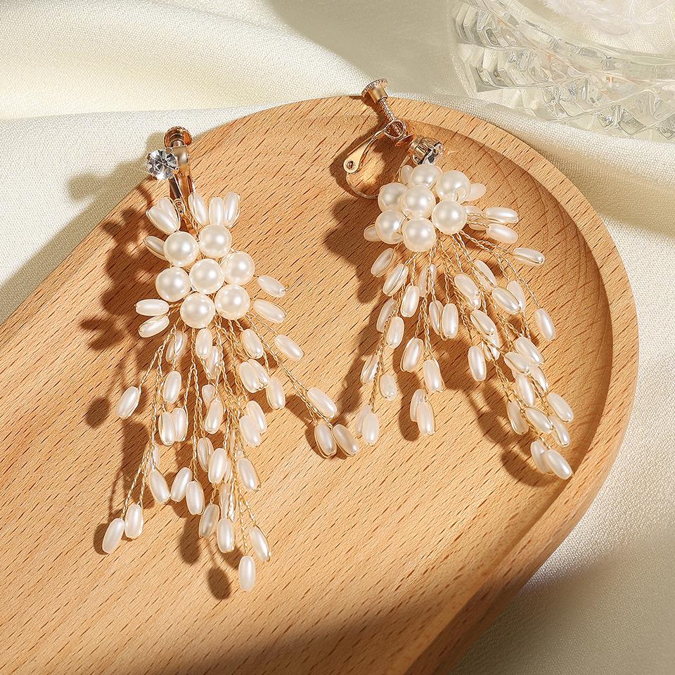 ZAKOL Elegant Imitation Zircons Flower Earrings Luxury Handmade Beading Earring Bridal Wedding Party Zircon