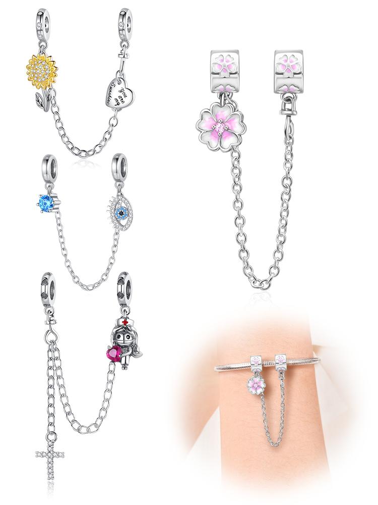 Sunflower Cherry Blossom Angel Eye Heart Copper Plated For Charms Copper Plated Original Bracelet For Jewelry Making