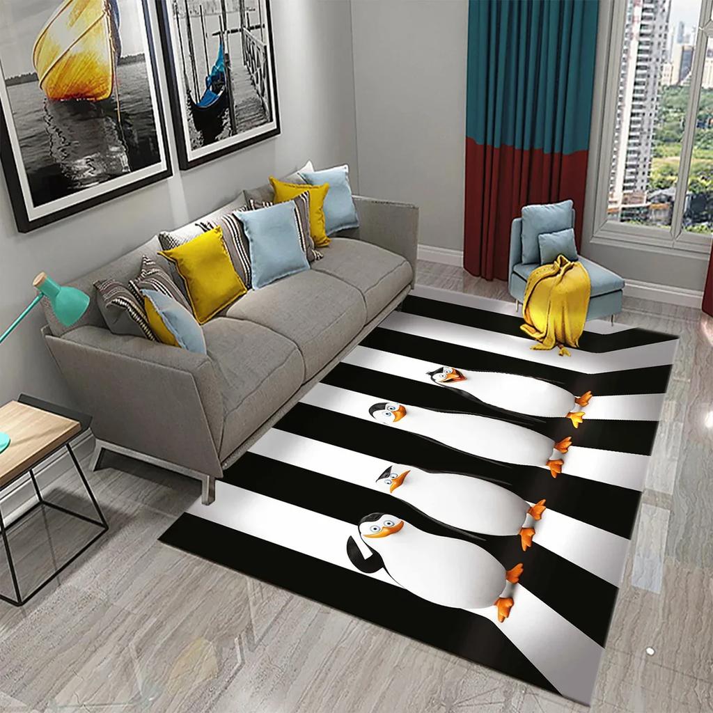 Antarctica Penguin Pattern Carpet Cute Animal Large Carpet for Living Room Bedroom Decor Area Mats Bathroom Non-slip Mat Carpet