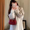 Korean Style Pu Saddle Bag Crossbody Bag Retro Handbag Fashion Red Shoulder Bag  Women