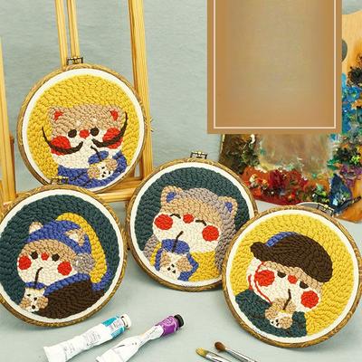 1pc Kitten Pattern Russian Stamping Embroidery DIY Yarn Painting Embroidery Material Kit