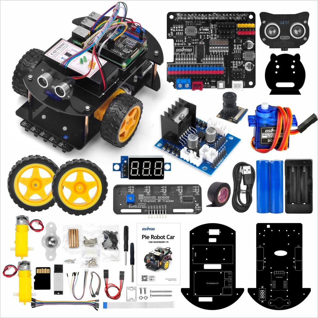 OSOYOO Robot Car Smart Compatible with Raspberry Pi and DIY Smart Kit for STEM Learns Python Programming for Middle School Students and Includes Line