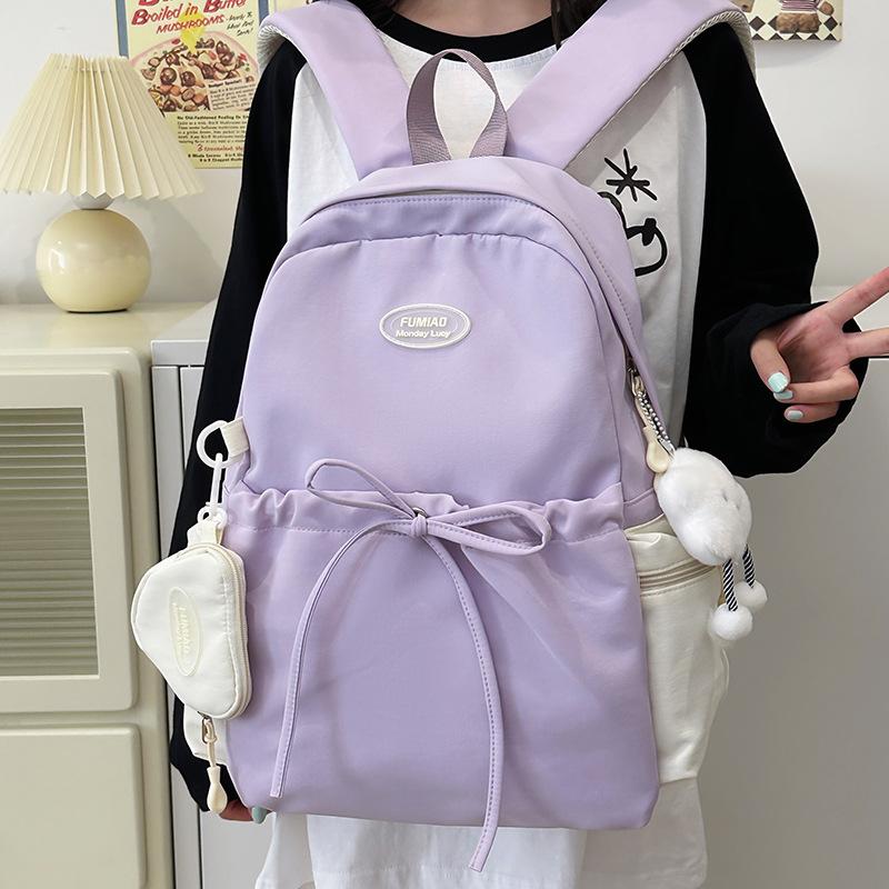 Girls Backpack College Student Versatile Campus Style Double Shoulder Bag Travel Pack Durable Lightweight Fashionable Backpack