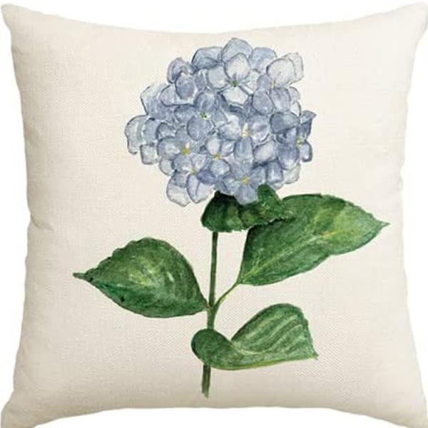Year Daisy Flower Linen Pillow Case Home Decor Hydrangea Sofa Pillow Cushion