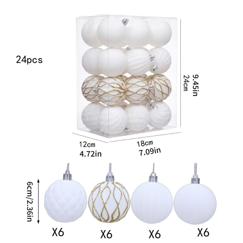 24Pcs Sparkling Velvety Christmas Ball Decorations Shatterproof Decorative Baubles Ornament for Christmas Tree Mantels
