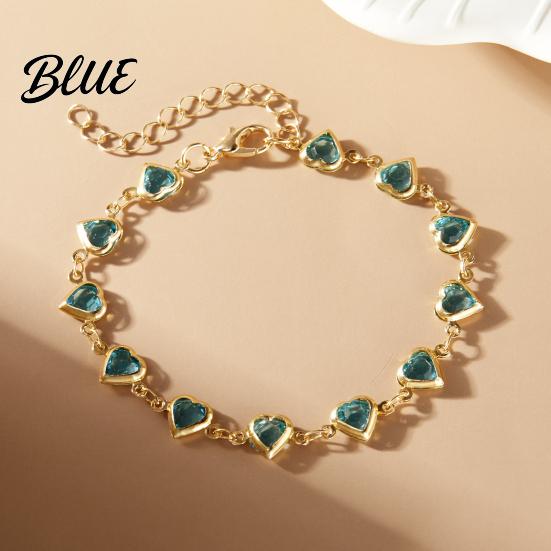 Rust-free Bracelet Cubic Zircon Heart Beaded for Women Trendy Jewelry