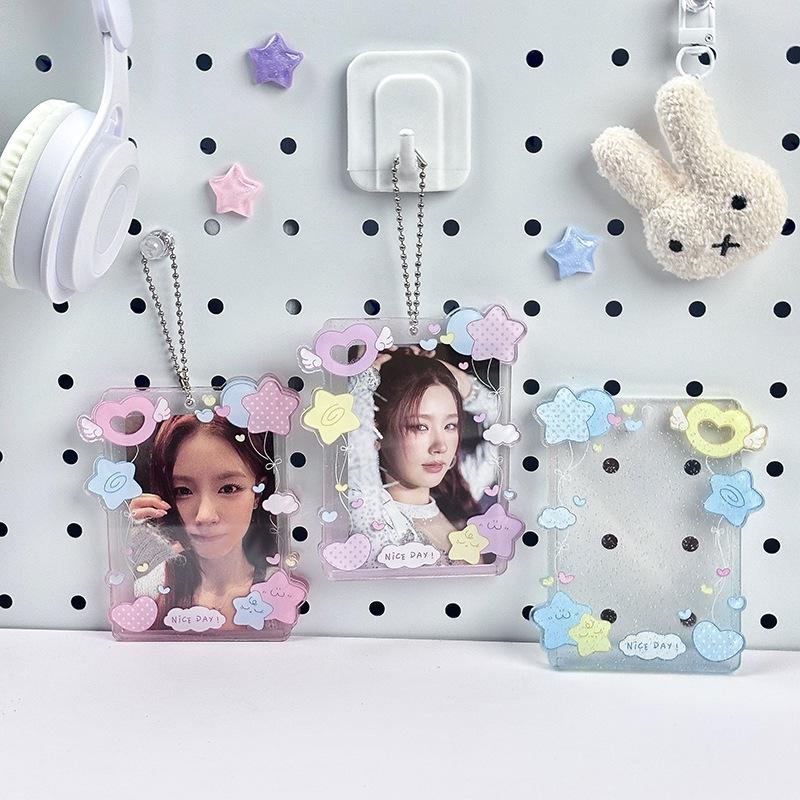 Portacarte Acrilico Glitterato Stile Coreano per Esporre Photo Card e Polaroid da Tre Pollici